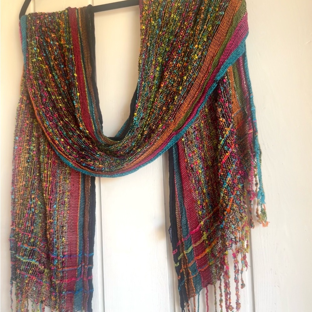 Vintage 90s Multicolored Woven Scarf - Picture 2 of 4